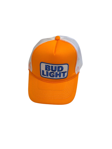 Neon Orange Bud Light Trucker Hat