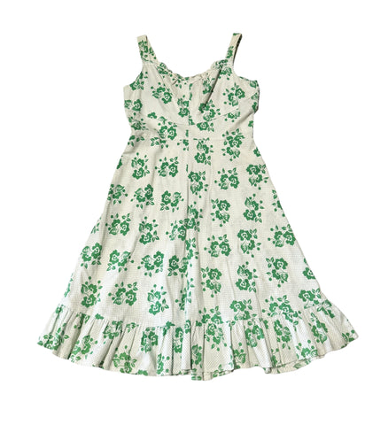Vintage White & Green Floral Dress (10)