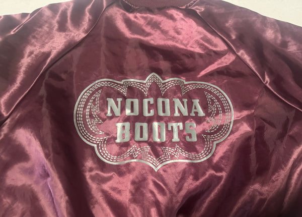 Vintage Nocona Cowboy Boots Burgundy Satin Bomber Jacket (L)