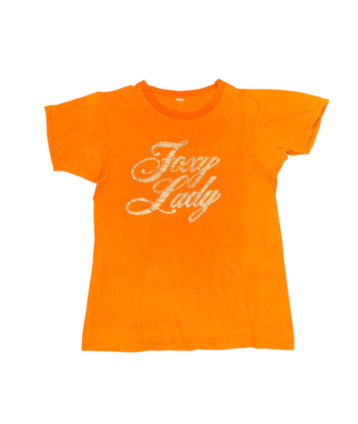 Vintage Orange Glitter Foxy Lady T-shirt (S/M)
