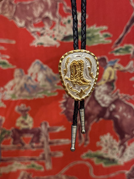 Bolo Tie - Gold & Silver Boots