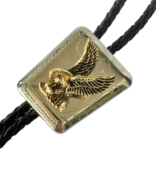 Bolo Tie - German Silver and Gold Eagle