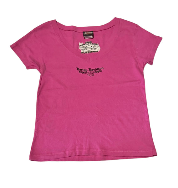 Vintage Harley Davidson Baby Tee- Hot Pink  (M)