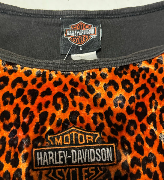 Vintage Harley Davidson Leopard Velvet Tank Top (S)