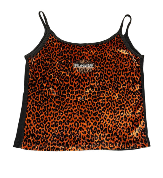 Vintage Harley Davidson Leopard Velvet Tank Top (S)