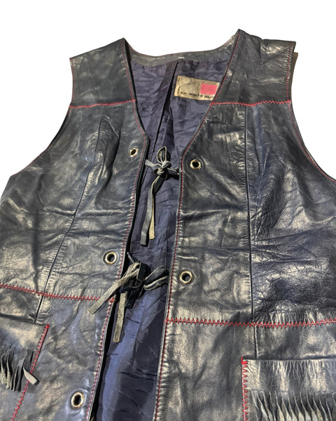 Vintage Tassel Leather Vest (S)