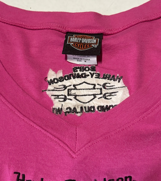 Vintage Harley Davidson Baby Tee- Hot Pink  (M)