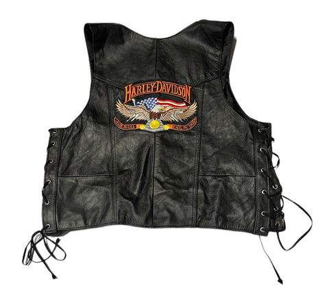 Vintage Harley Davidson leather Biker Vest (S)