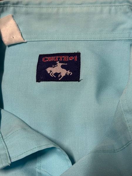 Vintage ‘Chute’ Blue with Flowers Western Shirt (L)