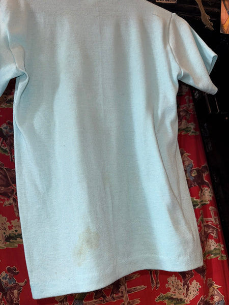 Vintage Blue Airbrush Print Elvis T-shirt (S)