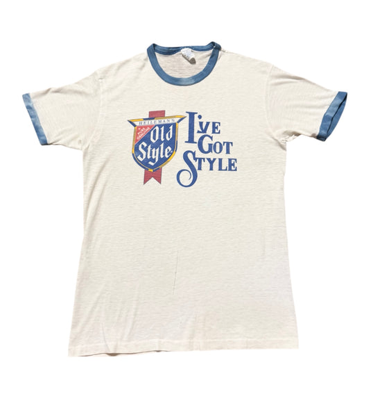 Vintage Old Style Beer Ringer T-shirt (L)