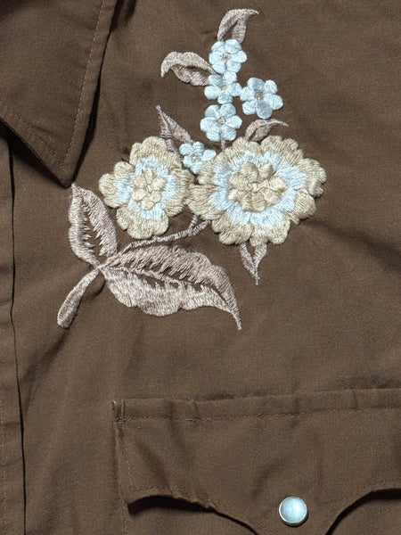 Vintage ‘Chute’ Brown with Flowers Western Shirt (XS/S)