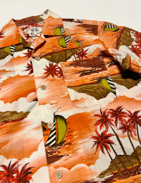 Vintage Peach/ Orange Aloha Hawaiian Shirt (M)