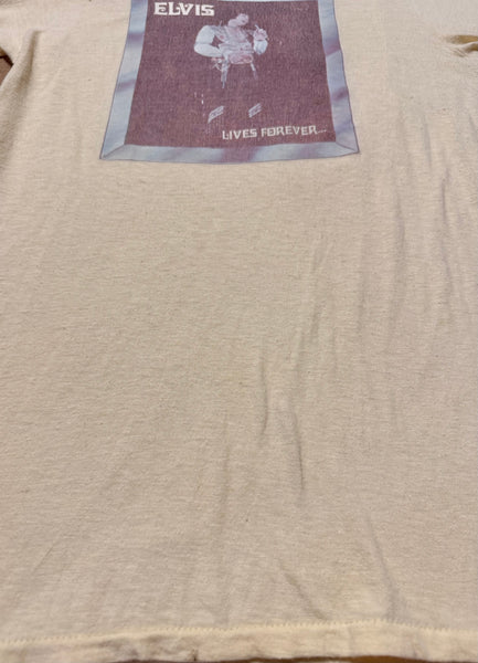 Vintage Yellow Elvis ‘Lives Forever’ T-shirt (XS)
