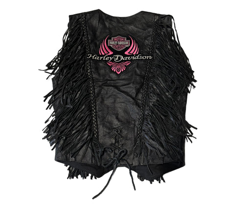 Vintage Harley Davidson Leather Tassel Biker Vest (XS)