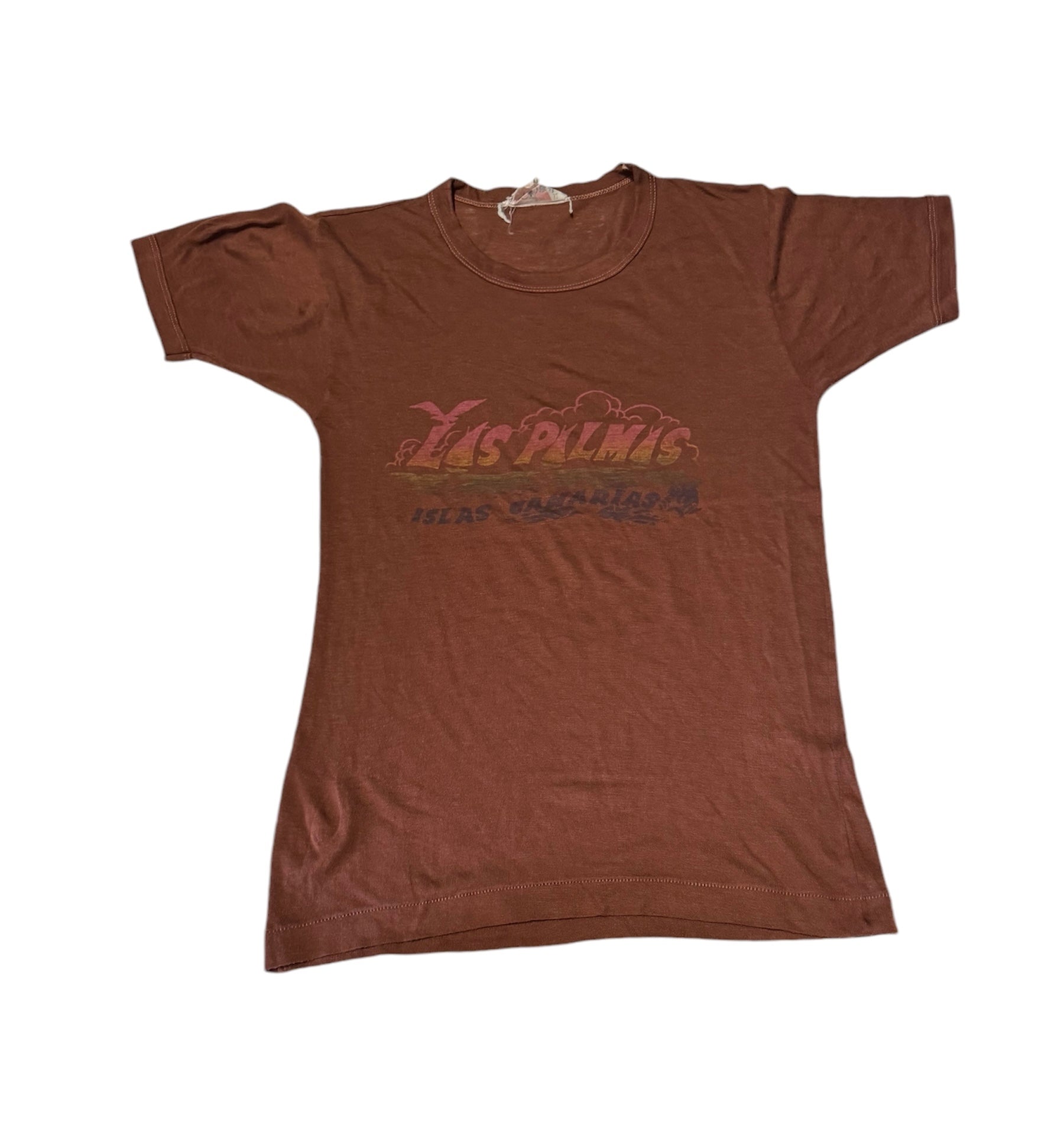 Vintage Brown Las Palms Ringer T-shirt (XS-S)