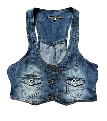 Vintage Denim Vest Waistcoat Top (10-12)