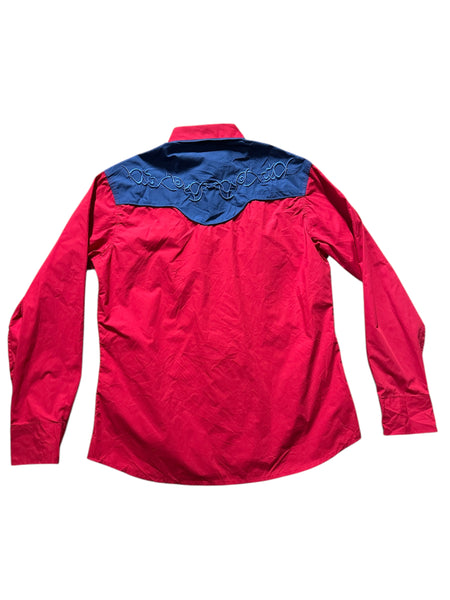 Vintage Red and Blue ‘Ace of Diamond’ - Western Shirt (M)