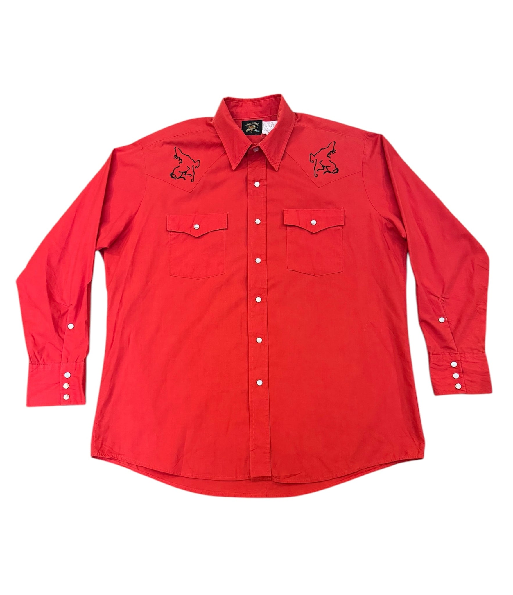 Vintage Red ‘Saddle King’ Horses -Western Shirt (XL)