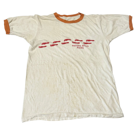 70s Florida Feet Vintage Ringer T-shirt (S)