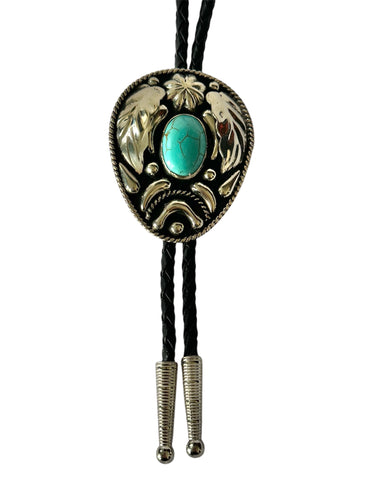 Bolo Tie - German Silver and Turquoise