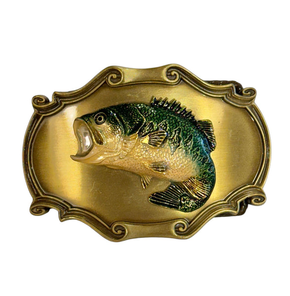 Vintage Belt Buckle - 3D BASS Gold Back
