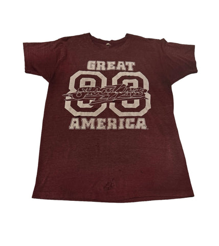 Vintage Burgundy Shockwave 80 America Thrashed T-shirt (S-M)