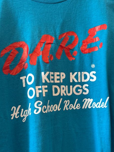 Vintage Teal Blue D.A.R.E T-shirt (XL)