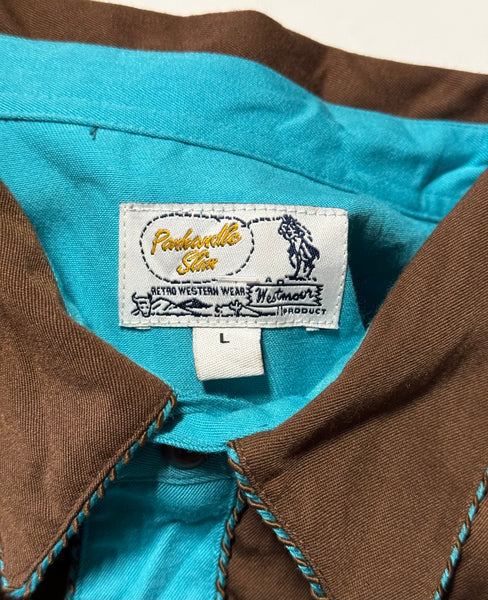 Vintage ‘Panhandle Slim’ Blue and Brown  - Western Shirt (L)