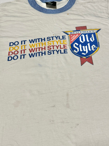 Vintage Heileman’s Old Style Ringer T-shirt - ‘Do It With Style’ (S-M)