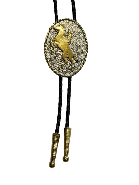 Bolo Tie -Silver & Gold Horse Rider