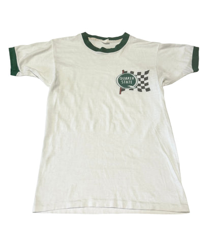 Vintage Quaker State Checker Flag Ringer T-shirt (XS-S)