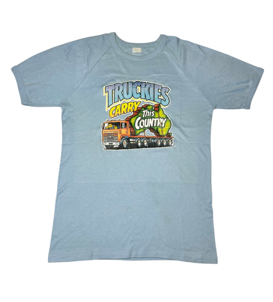 Vintage ‘Truckies Carry This Country’ Blue Ringer T-shirt (M-L)