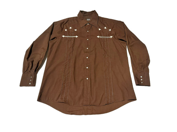 Vintage Arrow Embroidered Brown Western Shirt - ‘Fenton’  (L)