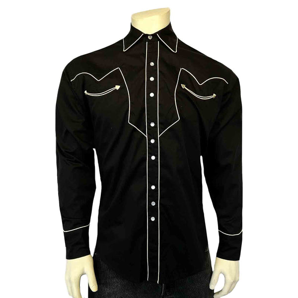 Rockmount Ranch Wear Western Shirt - Piped Lightning Yokes Black