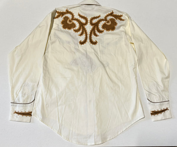 Rockmount Ranch Wear Western Shirt -Chamois & Embroidery in Ivory