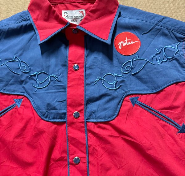 Vintage Red and Blue ‘Ace of Diamond’ - Western Shirt (M)