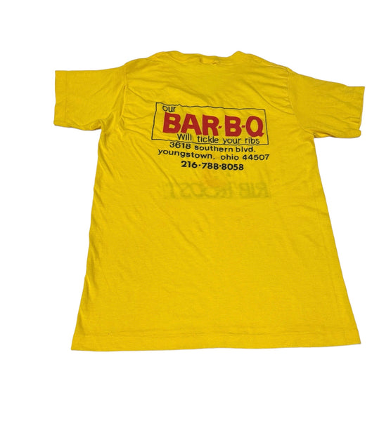 Yellow BBQ Pig Vintage V-neck T-shirt (M)