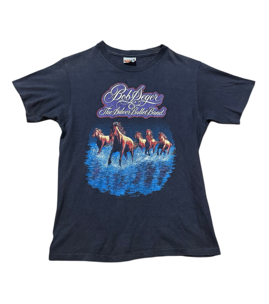Vintage Bob Seger Horses Navy T-shirt (S/M)