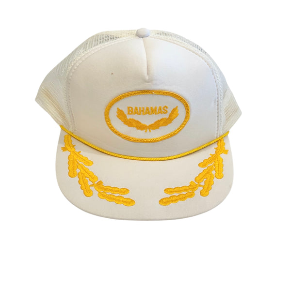 Vintage White Leafing Bahamas Trucker Hat