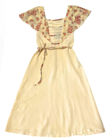 Vintage Cream Floral Dress (10 )