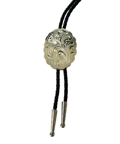Bolo Tie - Silver Plated Engraved - Made in Mex
