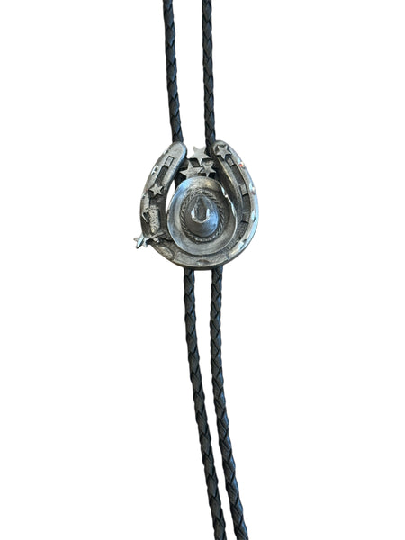 Bolo Tie - Cowboy Hat Horseshoe - Made in USA