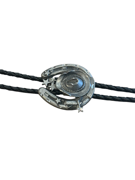 Bolo Tie - Cowboy Hat Horseshoe - Made in USA