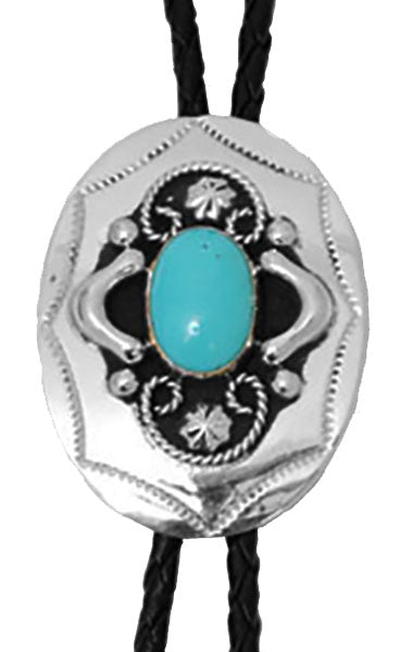 Bolo Tie - German Silver Bolo with Turquoise Stone