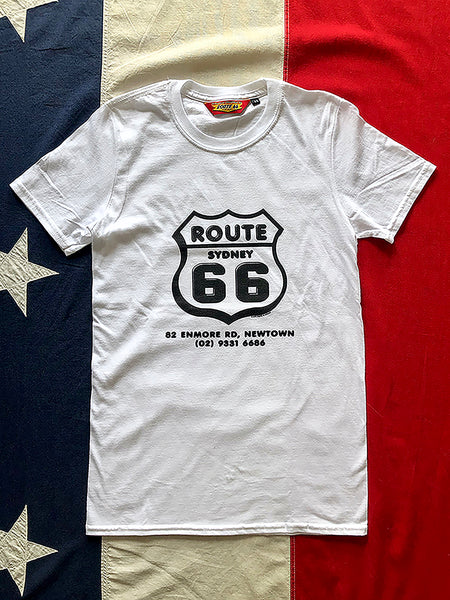 Route 66 Shield Logo T-Shirt - White/Black