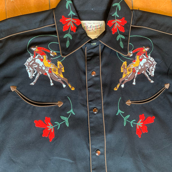 Rockmount Ranch Wear Western Shirt -   Bronc Embroidered Black