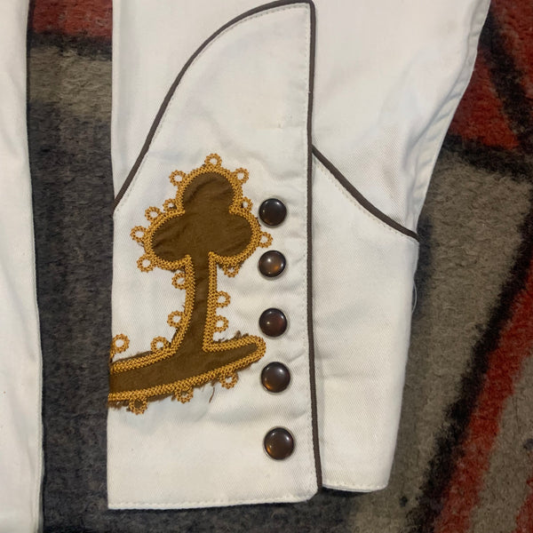 Rockmount Ranch Wear Western Shirt -Chamois & Embroidery in Ivory