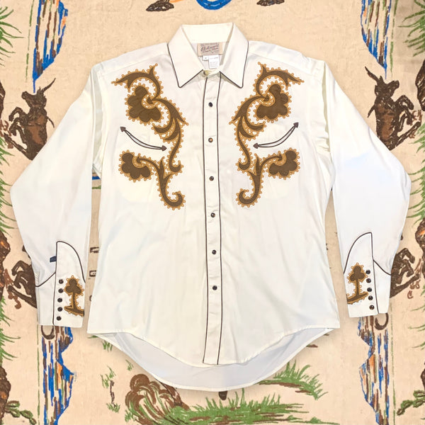 Rockmount Ranch Wear Western Shirt -Chamois & Embroidery in Ivory